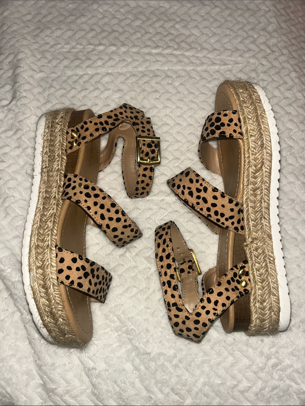 Soda Leopard-Print Tan Espadrille Platform Sandals